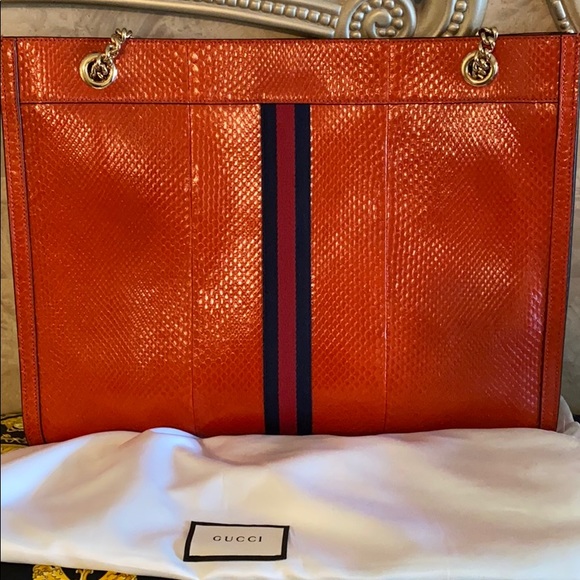 Gucci Rajah Python Tote Orange - Picture 2 of 5